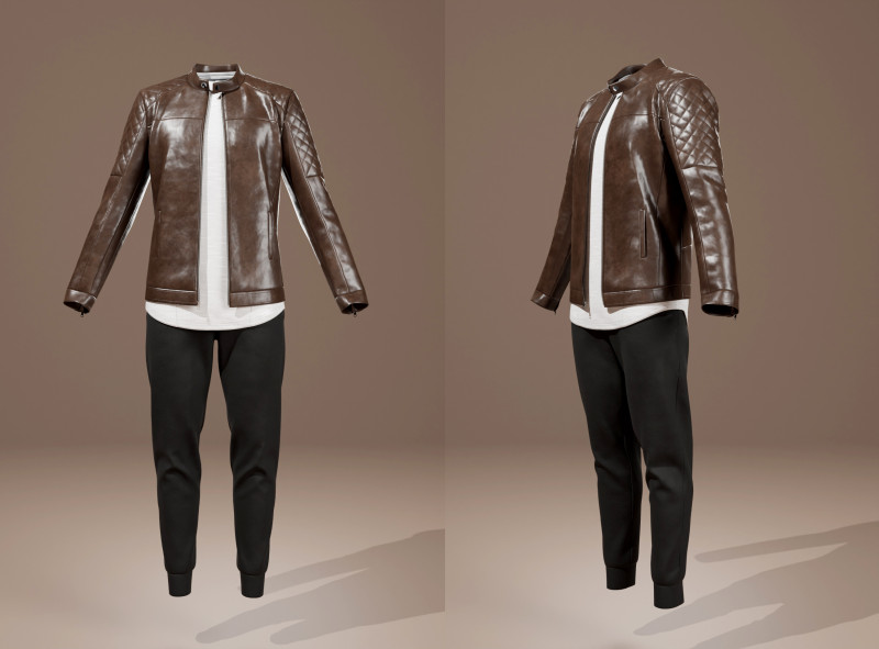Mens Leather Jacket Outfit 3D Model .c4d .max .obj .3ds .fbx .stl .blend