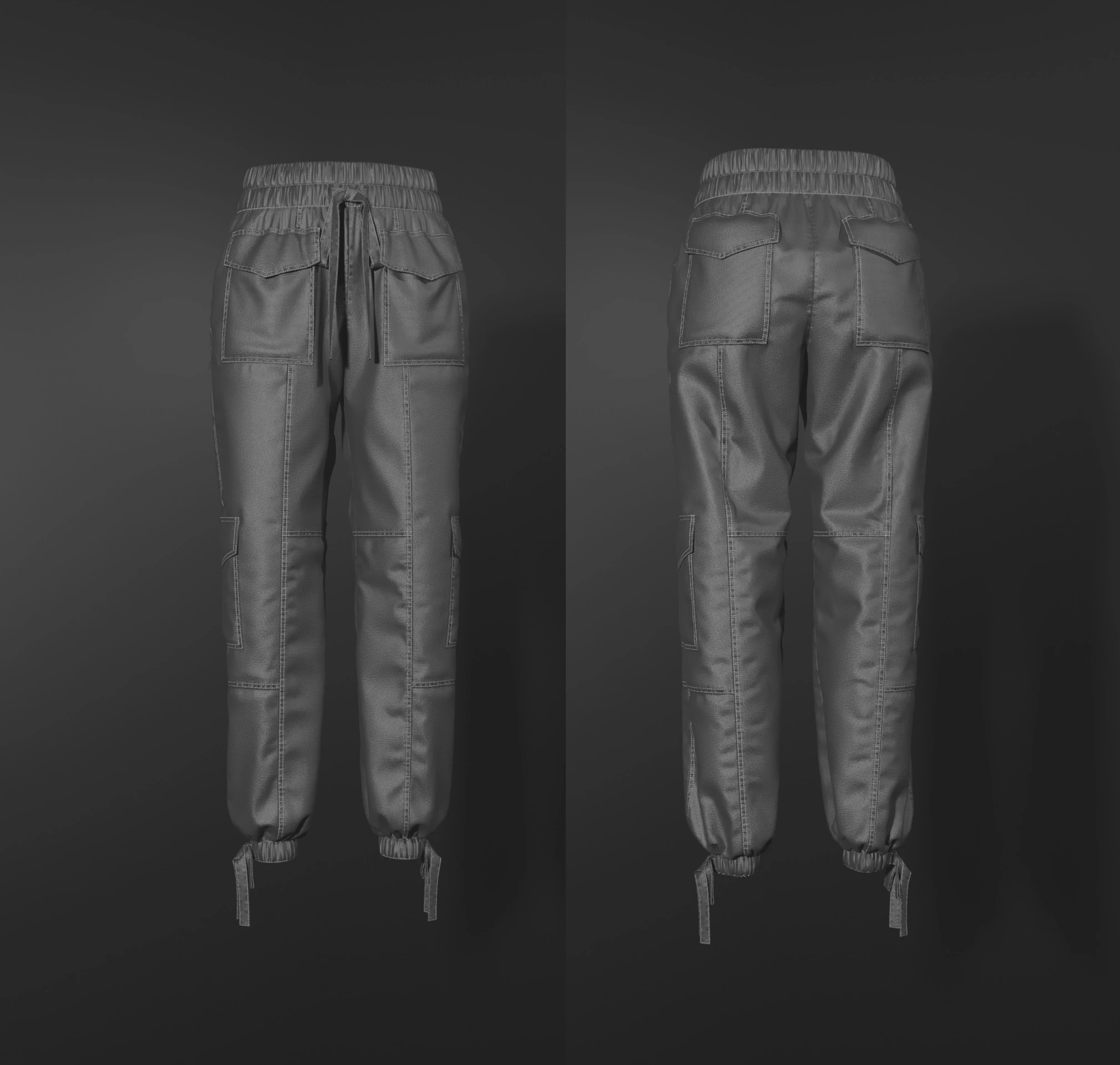 Womens Nylon Pant 3D Model .c4d .max .obj .3ds .fbx .stl .blend 