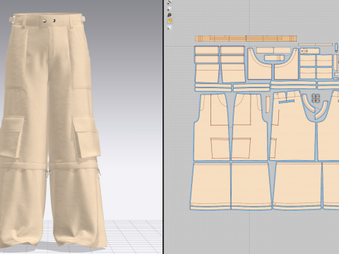 Unisex Oversized Pant Modelo 3D
