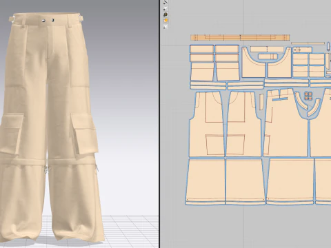 Unisex Oversized Pant 3D Model