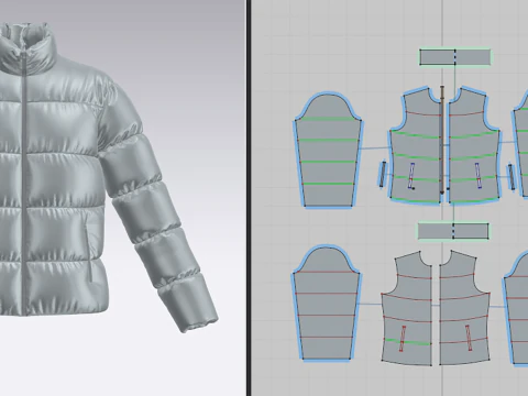 Jaqueta feminina baiacu Modelo 3D