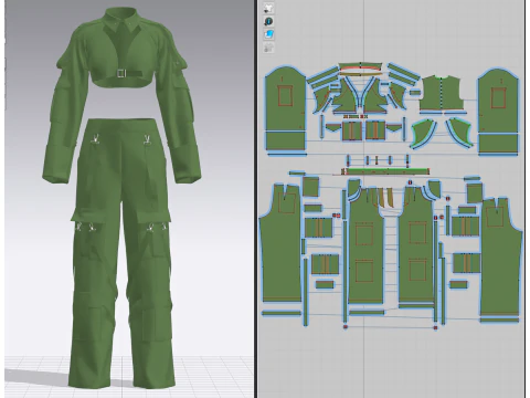 Top feminino e cal&ccedil;a cargo Modelo 3D