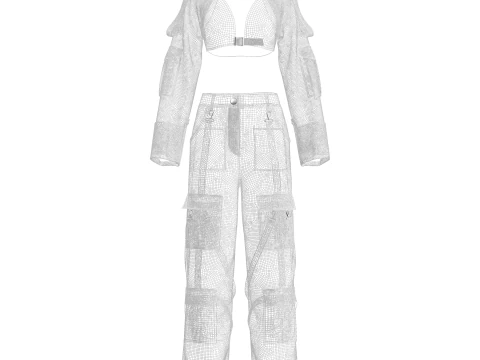 Top feminino e cal&ccedil;a cargo Modelo 3D