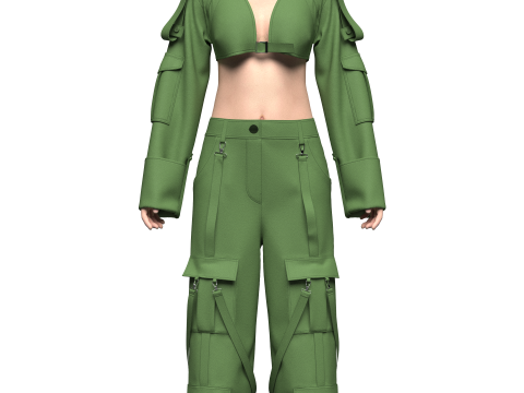 Womens Top and Cargo Pant 3D-Modell