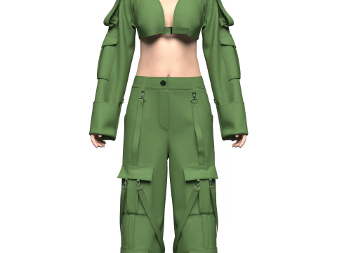 Top feminino e cal&ccedil;a cargo Modelo 3D