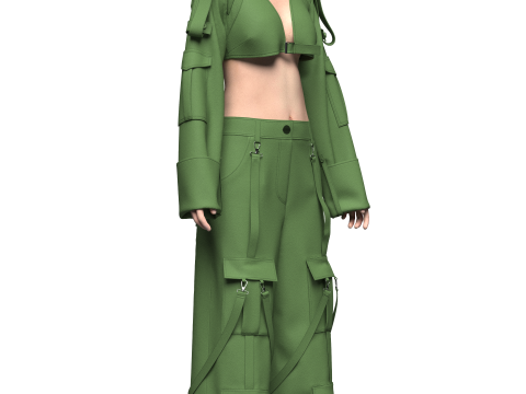 Womens Top and Cargo Pant 3D-Modell