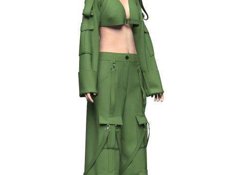 Top feminino e cal&ccedil;a cargo Modelo 3D