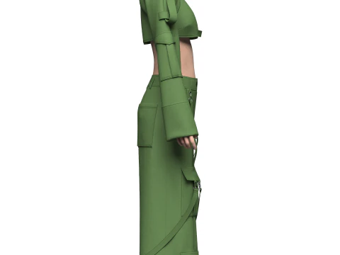 Top feminino e cal&ccedil;a cargo Modelo 3D