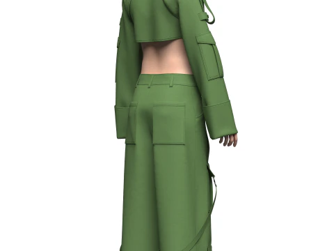Top feminino e cal&ccedil;a cargo Modelo 3D