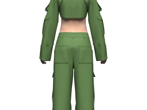 Top feminino e cal&ccedil;a cargo Modelo 3D