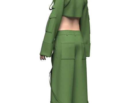 Top feminino e cal&ccedil;a cargo Modelo 3D