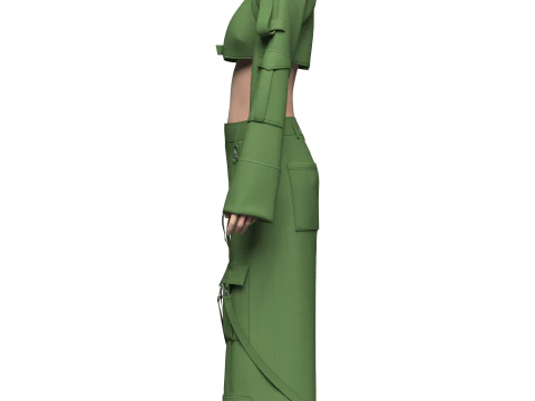 Top feminino e cal&ccedil;a cargo Modelo 3D