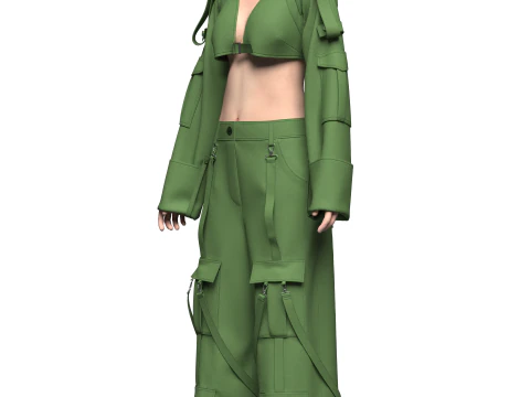 Top feminino e cal&ccedil;a cargo Modelo 3D