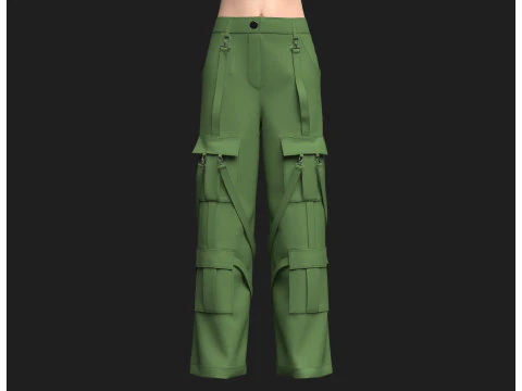 Cal&ccedil;a cargo feminina estilo street Modelo 3D