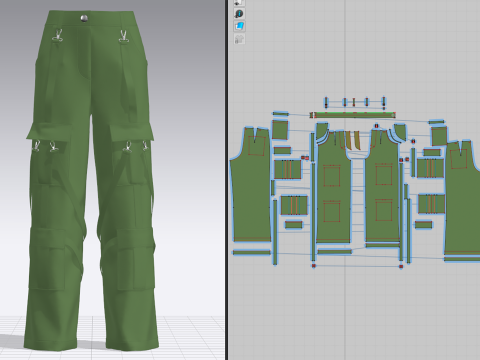 Womens Street Style Cargo Pant 3D 모델