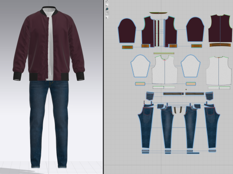 Mens Winter Outfit Bomber Jacket Sweatshirt Jeans Modelo 3D
