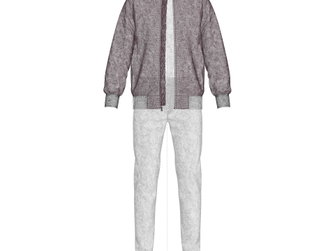 Mens Winter Outfit Bomber Jacket Sweatshirt Jeans Modelo 3D