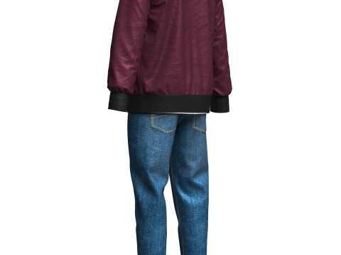 Mens Winter Outfit Bomber Jacket Sweatshirt Jeans Modelo 3D