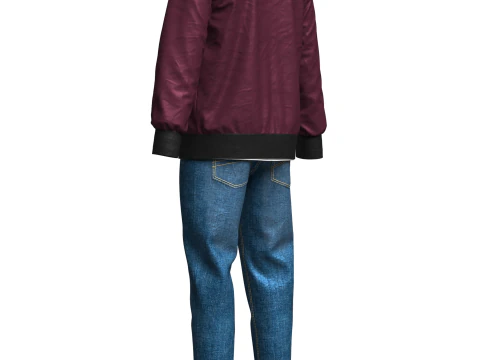 Mens Winter Outfit Bomber Jacket Sweatshirt Jeans 3D Model
