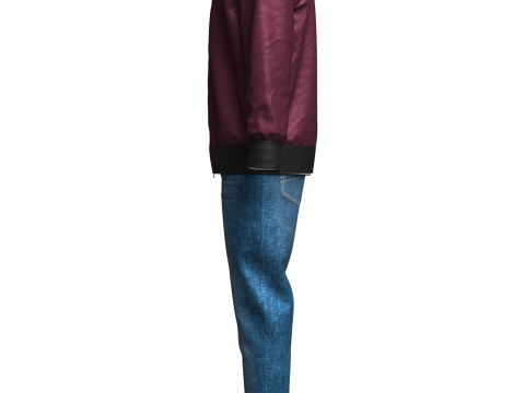 Mens Winter Outfit Bomber Jacket Sweatshirt Jeans Modelo 3D