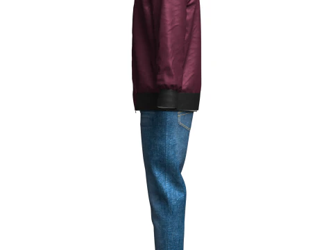 Mens Winter Outfit Bomber Jacket Sweatshirt Jeans 3D Model