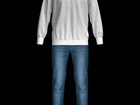 Mens Winter Outfit Bomber Jacket Sweatshirt Jeans Modelo 3D