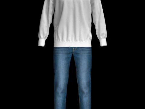 Mens Winter Outfit Bomber Jacket Sweatshirt Jeans 3D Model