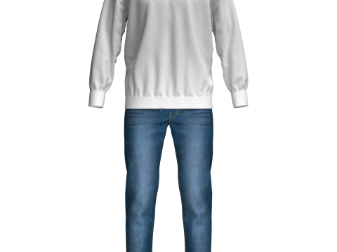 Mens Winter Outfit Bomber Jacket Sweatshirt Jeans Modelo 3D