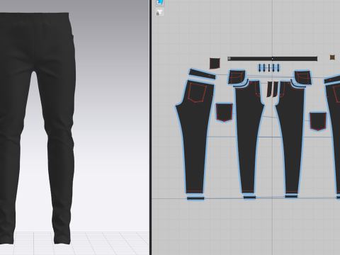 Mens Black Denim Pant Model 3D