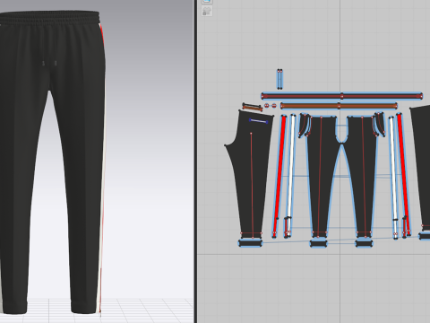 Mens Elasticated Pant Modelo 3D