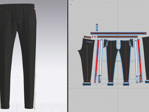 Mens Elasticated Pant 3D Model