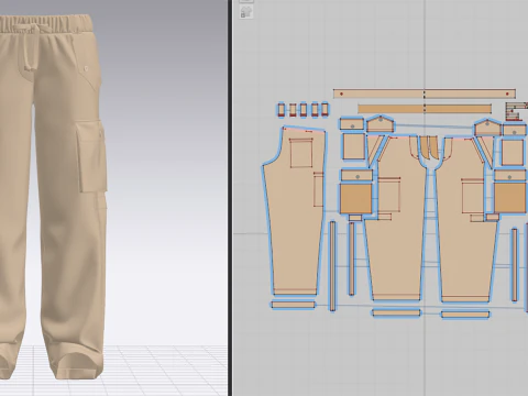 Womens Cargo Pant 3D Model