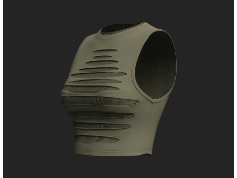 Womens Ripped Crop Top 3D Model