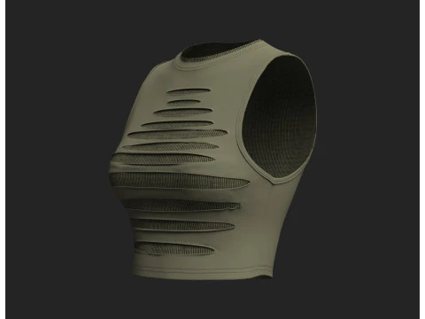 여성용 찢어진 크롭 탑 3D 모델