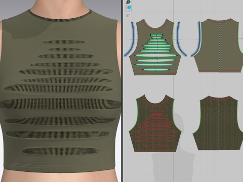 Womens Ripped Crop Top Model 3D
