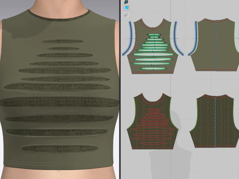 Womens Ripped Crop Top 3D Model