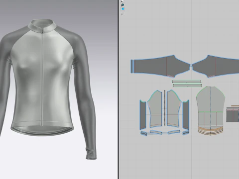 Women Full Sleeve Raglan Jersey 3D Model