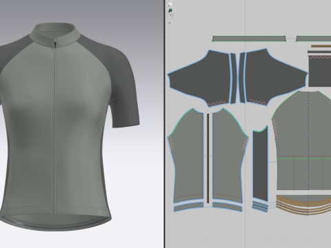 Women Half Sleeve Raglan Jersey 3D Model
