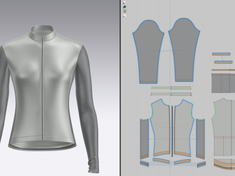 Women Full Sleeve Cycling Jersey Model 3D
