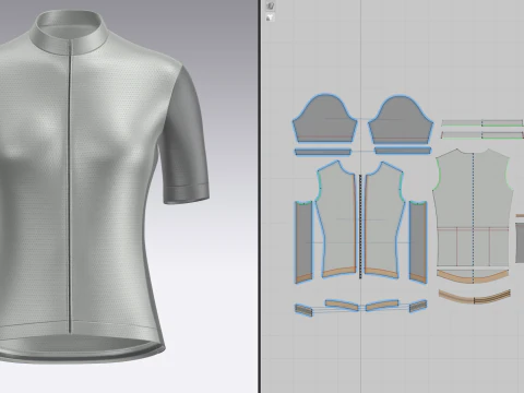 Women Half Sleeve Cycling Jersey 3D Model