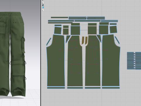 Womens Cargo Pant with detachable pockets 3D Model