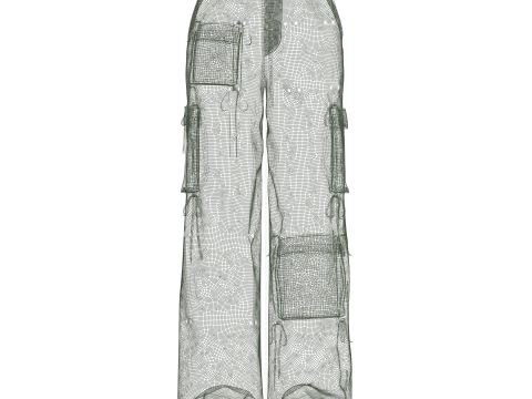 Womens Cargo Pant with detachable pockets 3D Model