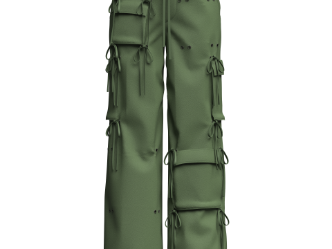 Womens Cargo Pant with detachable pockets 3D Model