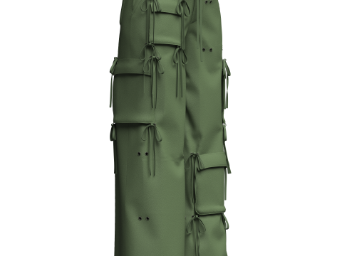 Womens Cargo Pant with detachable pockets 3D Model