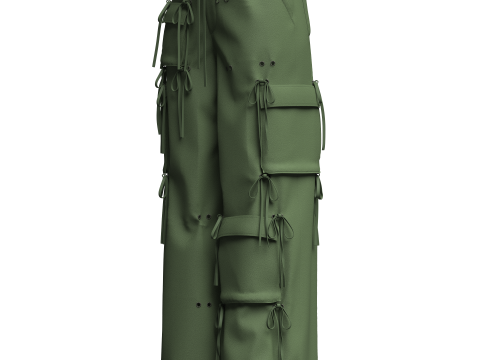 Womens Cargo Pant with detachable pockets 3D Model