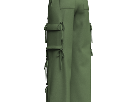 Womens Cargo Pant with detachable pockets 3D Model