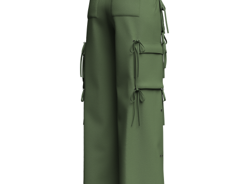 Womens Cargo Pant with detachable pockets 3D Model