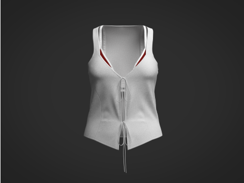 RIBBED TOP WITH LACE TRIM 3D Model