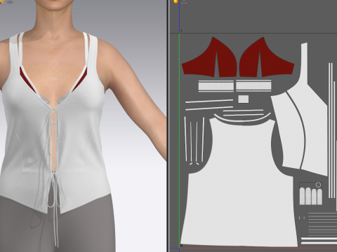 RIBBED TOP WITH LACE TRIM 3D Model