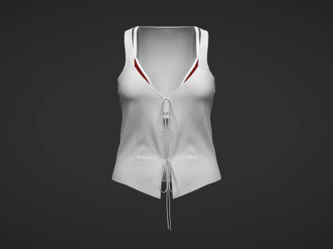 RIBBED TOP WITH LACE TRIM 3D Model